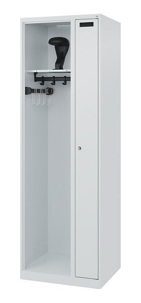 C+P Feuerwehrspind Evolo, Modell KOMBI, 2 Abteile, H1850xB600xT500 mm, Lichtgrau, Helmhalter, 0494015-14 S10003