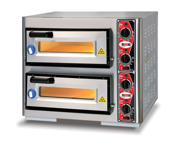 GMG Pizzaofen Classic PF4040 DE4 elektrisch - 1+1 Ø39cm, 7 kW, 400V - Edelstahl 2 Backkammern, PF 4040M DE4