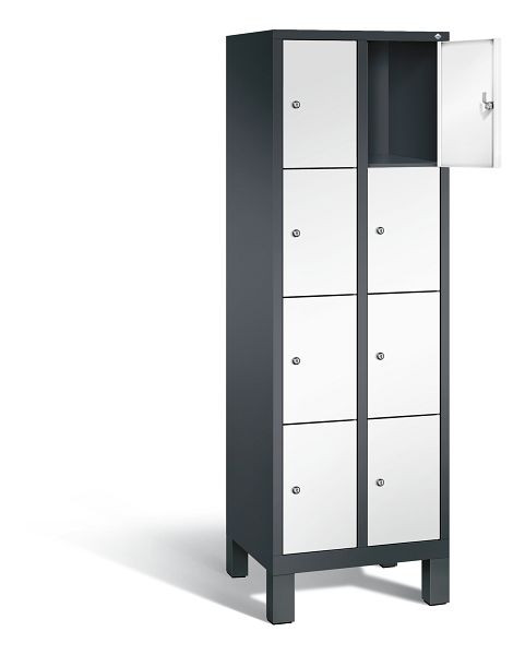 C+P Schließfachschrank Evolo, H1850xB610xT500mm, Farbe: Schwarzgrau / Verkehrsweiß, 48010-204 S10163