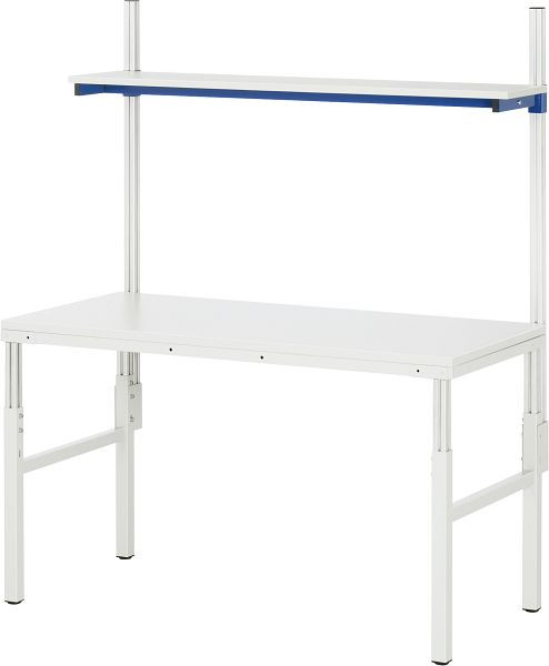 RAU Basistisch (Arbeitsplatzsystem Serie E ), B1500 x T700 x H650-1000 mm (mit Aufbau), Arbeitsplatte mit Melaminharzbeschichtung, E-ATEB-1500-700M.11