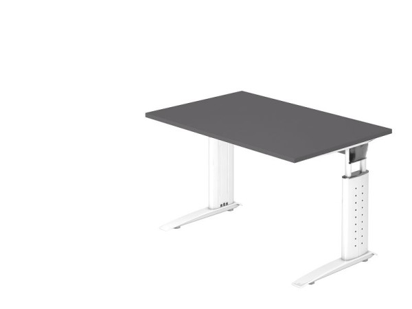 Hammerbacher Schreibtisch C-Fuß 120x80cm Graphit/Weiß, Arbeitshöhe 68-86 cm einstellbar, VUS12/G/W