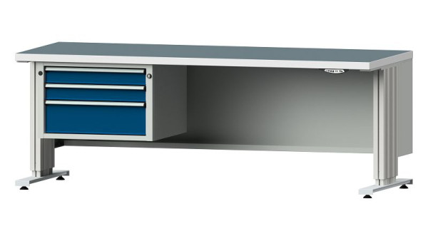 ANKE Werkbänke Arbeitstisch LIFT mit Unterbau, Modell 623 VL, 2000 x 800 x 740-1140 mm, RAL 7035/5010, UBP 40 mm, 405.372