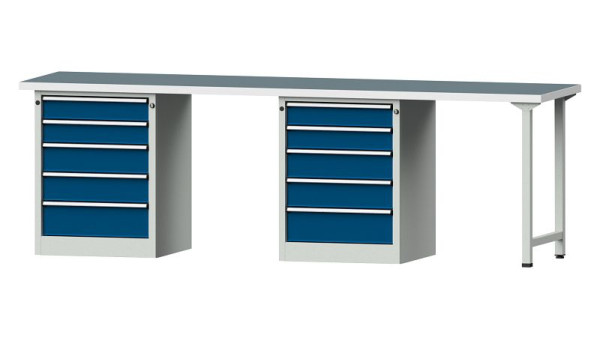 ANKE Werkbänke Kombiwerkbank, Modell 915 V, 2800 x 700 x 890 mm, RAL 7035/5010, UBP 40 mm, 415.137