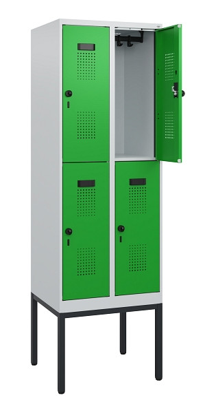 C+P Doppelstock-Spind Evolo PLUS, Gestell, 4 Fächer, 1950x600x500mm, 7035/6037, Drehriegel, 0493305-20 S10011
