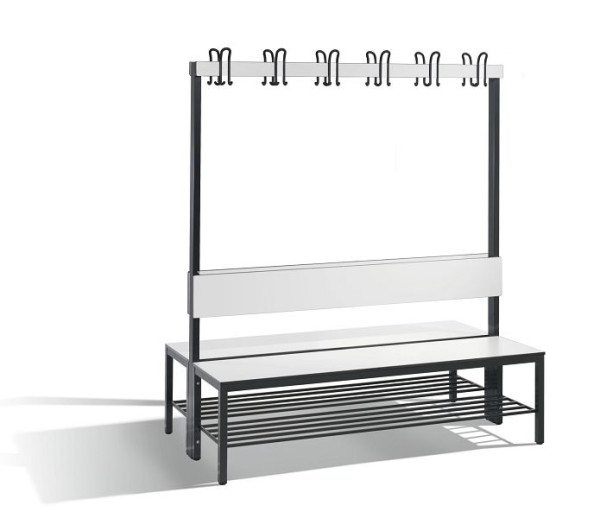 C+P Doppelseitige Garderobenbank mit Rückenlehne, Basic Plus, H1650xB1500xT760mm, 8061-210 S10000
