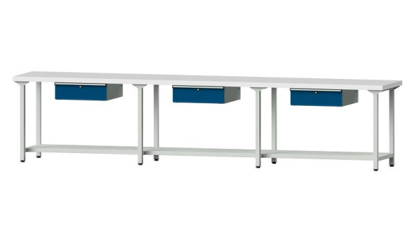 ANKE Werkbänke Arbeitstisch, Modell 103, 4050 x 700 x 900 mm, RAL 7035/5010, KSP 50 mm, 400.539