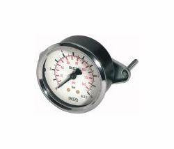 Wika Standardmanometer mit Dreikantfrontring, Stahl verchromt, Doppelskala bar/psi sowie Bügelbefestigung, Anschluss hinten, zentrisch, 101918