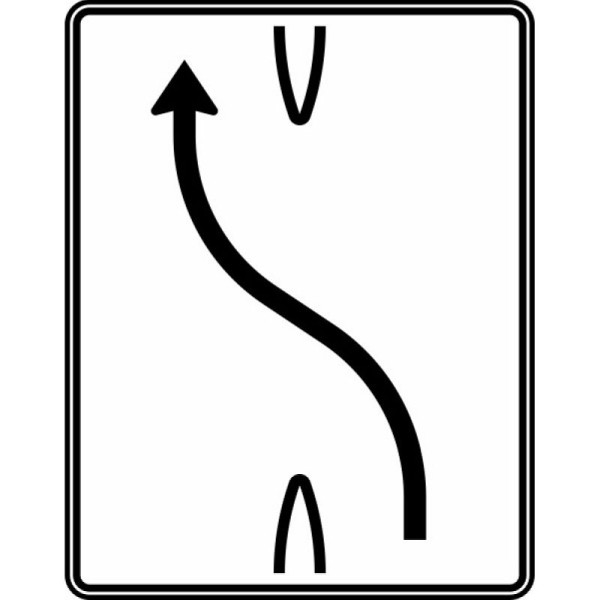 Stein HGS Überleitungstafel, 1250 x 1600 mm, RA1, Alform, ohne Entfernungsangabe, einstreifig nach links, 501-10-112