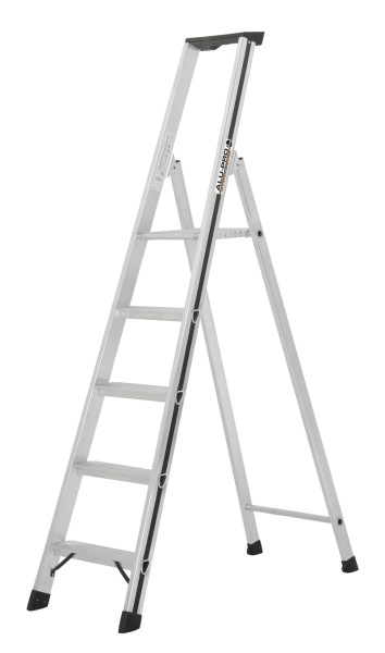 ALU-PRO Stufenstehleiter mit Plattform, 5 Stufen, Standhöhe 1,12 m, 7002605