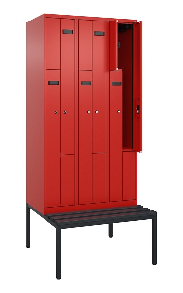 C+P Z-Spind Evolo PLUS, 6 Fächer, 2120x900x815mm, 3020/3020, Zylinderschloss, Material Sitzfläche Kunststoff, Sitzbank, 0490537-306 S10106