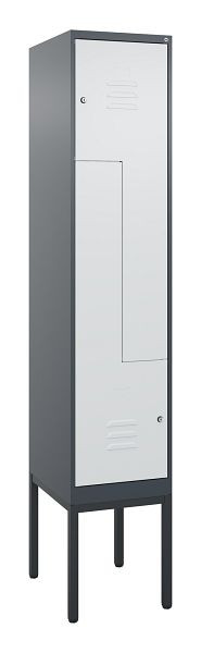 C+P Z-Spind Classic PLUS, Gestell, 2 Abteile, 2120x400x500mm, 7016/7035, Zylinderschlösser, 0800337-122 S10028