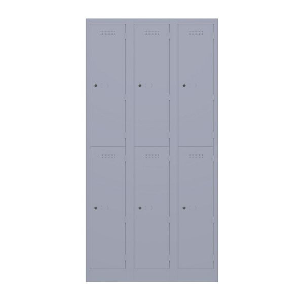 Bisley Garderobenschrank Primary Locker, 3 Abteile mit je 2 Fächern übereinander, 656 lilac, PL3050T2656