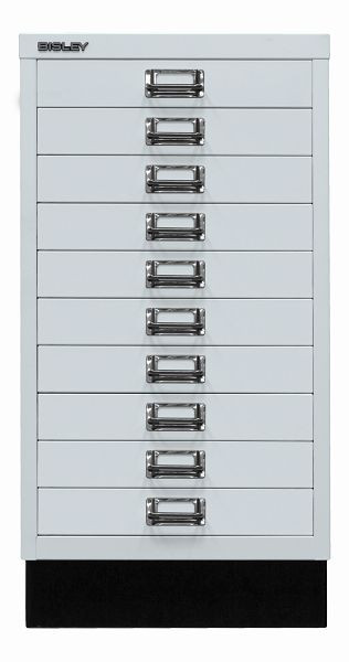 Bisley MultiDrawer, 29er Serie mit Sockel, DIN A3, 10 Schubladen, lichtgrau, L29A310S645