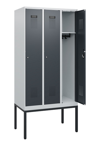 C+P Spind Evolo PLUS, Gestell, 3 Abteile, 1950x900x500mm, 7035/7016, Zylinderschloss, 0490305-30 S10039