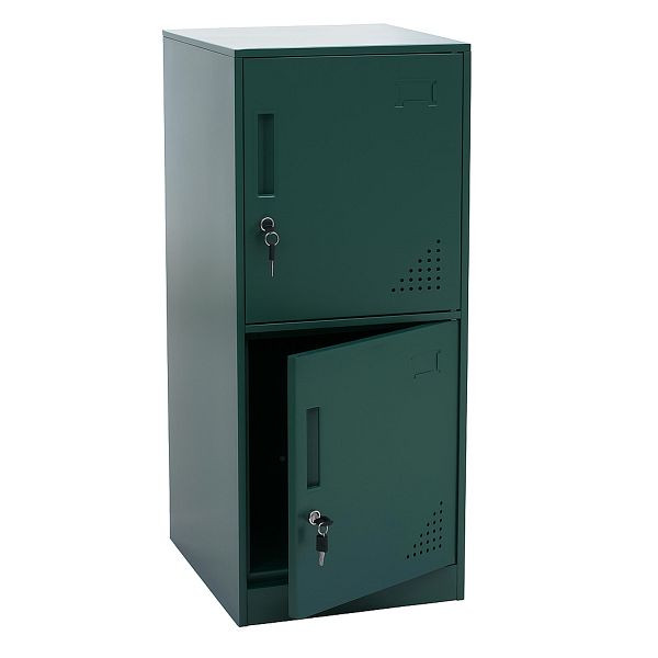 Mendler Spind HWC-P63, Schließfach Wertfachschrank Schließfachschrank 2 Türen, 90x38x45cm Stahl, grün, 122511