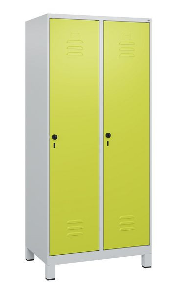 C+P Umkleidespind Classic PLUS mit Mitteltrennwand, Füße, 2 Abteile, 1800x800x500mm, 7035/0024, Drehriegel, 0800107-22F S10010