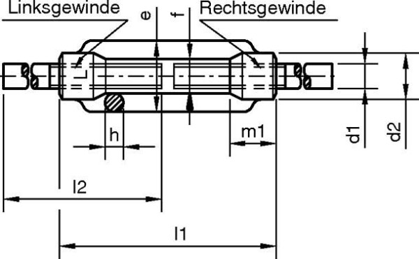 Dresselhaus Spannschlossmuttern mit 2 Anschweißenden, M12, DIN 1480, VE: 10 Stück, 0164800001200000000099
