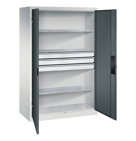 C+P Werkzeugschrank Acurado, H1950xB1200xT600mm, 7035/7016, 2 Einlegeböden, Traglast 110 kg, 8932-5230 S10201