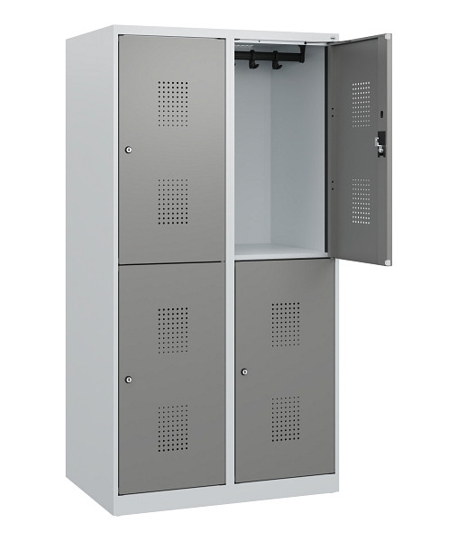 C+P Doppelstöckiger Spind Evolo PLUS, 4 Fächer, 1530x800x500mm, 7035/0004, Zylinderschloss, 0493005-22 S10041