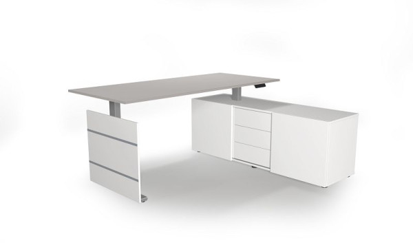 Kerkmann Komplettarbeitsplatz Move 3 elektrisch höhenverstellbar, Weiß/Lichtgrau, 10236111