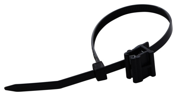 HELLA Kabelbinder, Länge: 200mm, Breite: 4.8mm, Ø von: 0.7mm, Ø bis: 3.0mm, Anschluss seitlich, quer (schräg), geclipst, schwarz, 8HL 185 549-011