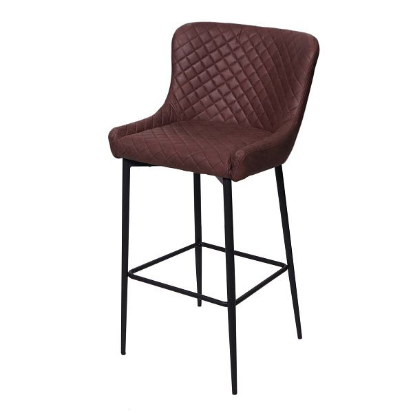 Mendler Barhocker HWC-H79, Barstuhl Tresenhocker, Vintage Metall Fußablage, Stoff/Textil braun, 74064