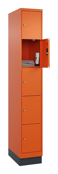 C+P Schließfachschrank Evolo PLUS, mit Sockel, 5 Fächer, 1950x300x500mm, 2004/20, 049020-105 S10023