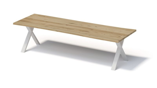 Bisley Fortis Table Natural, 3000 x 1000 mm, natürliche Baumkante, geölte Oberfläche, X-Gestell, Oberfläche: natürlich/Gestell: verkehrsweiß, FN3010XP396