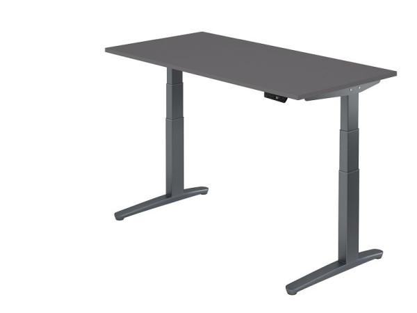 Hammerbacher Sitz-Steh-Schreibtisch elektrisch 160x80cm Graphit/Graphit, Rechteckform, VXBHM16/G/GG
