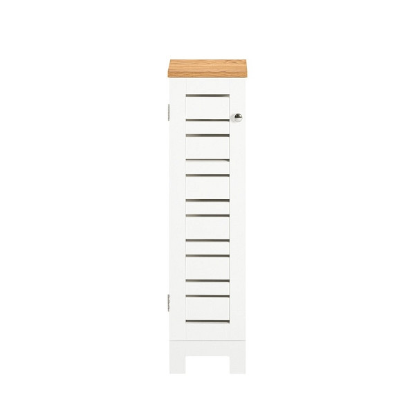 SoBuy Toilettenschrank mit Toilettenpapierhalter und einer Tür Weiß 20x18x75 cm, Modern, BZR85-W