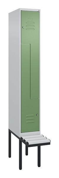 C+P Z-Spind Classic PLUS, Bank, 2 Abteile, 2120x300x815mm, 7035/6011, Zylinderschlösser, 0800437-102 S10051