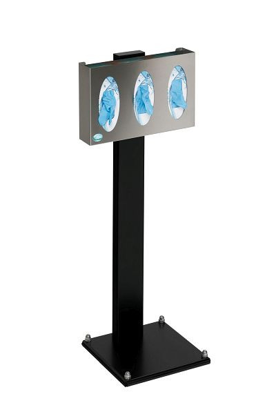 VAR Handschuhboxspender Stationär Standfuß aus verzinktem Stahlblech schwarz beschichtet, Handschuhboxspender aus Edelstahl, 59321