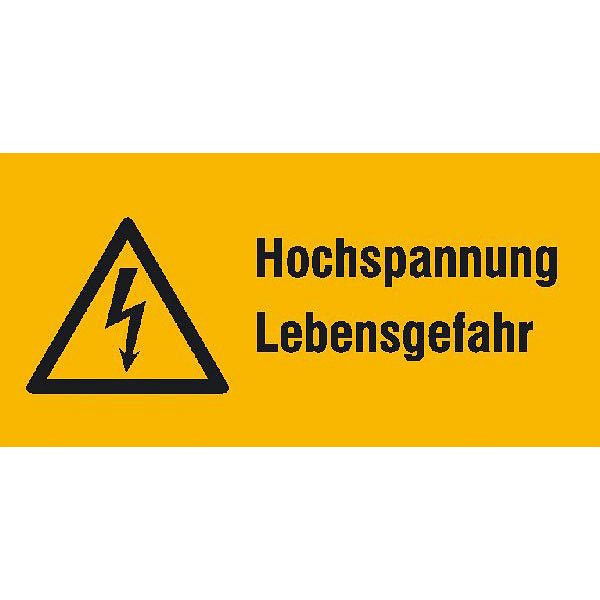 SafetyMarking Warn-Kombischild, Hochspannung Lebensgefahr, BxH 6,5x3,2 cm, Folie, selbstklebend, VE: 6 Stück/Bogen, 30.1404