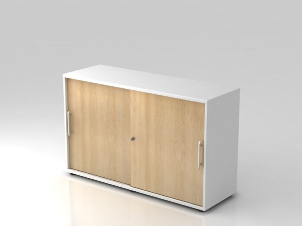 Hammerbacher Schiebetürschrank 2OH 120cm Relinggriff Weiß/Eiche, 120x40x74,8 cm (BxTxH), V1752S/W/E/RE