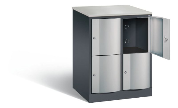 C+P XL-Schließfachschrank Resisto, H1077xB772xT640mm, Farbe: Schwarzgrau / Weißaluminium, 8472-273 S10035