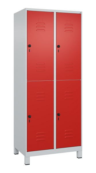 C+P Doppelstöckiger Spind Classic PLUS, Füße, 2 Abteile, 1950x800x500mm, 7035/3020, 080310-22 S10002