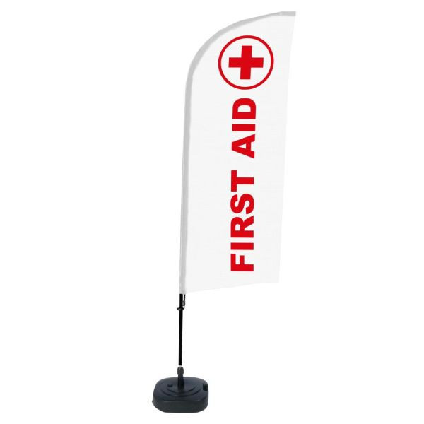 Showdown Displays Beachflag Alu Wind Komplett-Set Erste Hilfe Englisch, BFAW310-WT21-I106