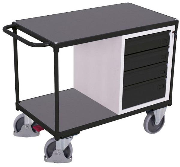 VARIOfit Werkstattwagen mit 2 Ladeflächen, Außenmaße: 1.190 x 600 x 930 mm, RAL 7016 anthrazitgrau, mit 4 rollengelagerten, sw-600.602/AG