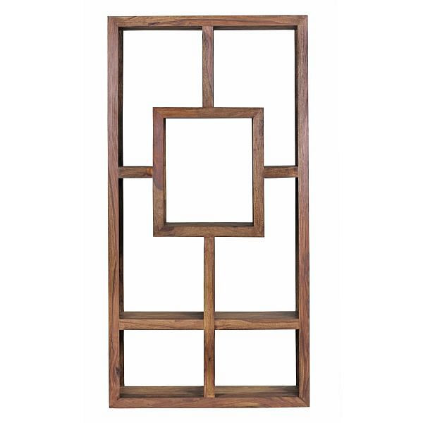 Wohnling Bücherregal MUMBAI Massivholz Sheesham 90 x 180 cm Ablagefächer Design Landhaus-Stil Standregal, WL1.375