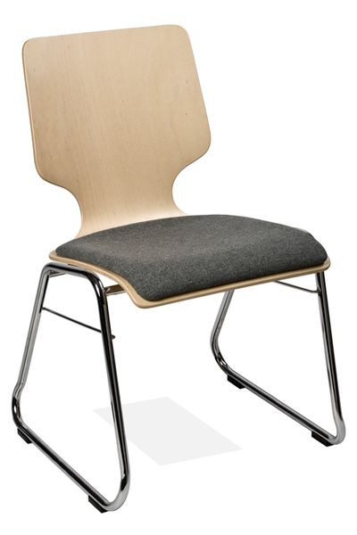 Kaiser-Sitzmöbel Stapelstuhl KS32FG-N1SP2, Form: N1, Kufengestell, Sitz gepolstert, mit Filzgleiter für Holz-Böden, VE: 6 Stück, KS32FG-N1SP2