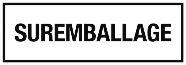 Moedel Gefahrzettel Text SUREMBALLAGE, Folie, 148x52 mm, VE: 500 Stück/Rolle, 95504