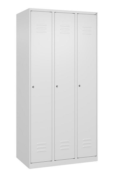 C+P Umkleidespind Classic PLUS, 3 Abteile, 1850x900x500mm, 9016/9016, Zylinderschlösser, 080000-30 S10016