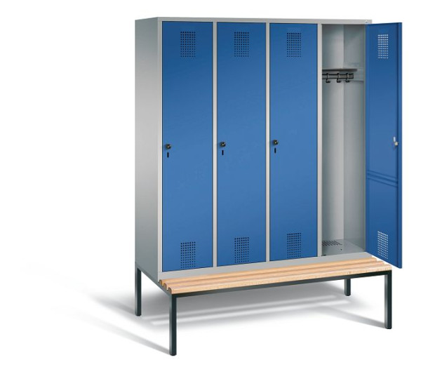 C+P Garderobenschrank Evolo, H2090xB1590xT815mm, Farbe: Weißaluminium / Enzianblau, 48050-42 S10338