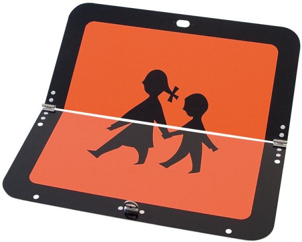 SIGNUM Schulbusschild klappbar, Aluminium mit Reflexfolie orange, 400 x 400 mm, S1103