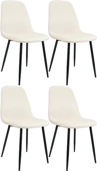 CLP 4er Set Esszimmerstuhl Maryam Samt, creme, 327437