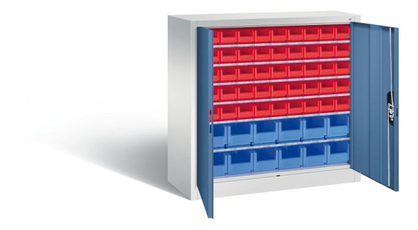 C+P Magazinschrank Serie 13, H1000xB1000xT420mm, Farbe: Lichtgrau / Fernblau, Muldengriff, 133944-25 S10019