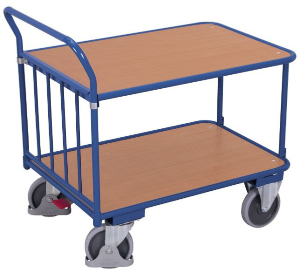 VARIOfit Schiebebügelwagen als Tischwagen, Außenmaße: 955 x 505 x 990 mm, RAL 5010 enzianblau, sw-500.503