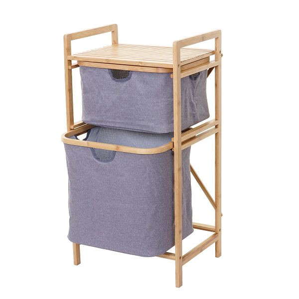 Mendler Wäschesammler HWC-B56, Regal Wäschesortierer Wäschekorb Badregal Aufbewahrung, Bambus 84x44x34cm 72l, 60573