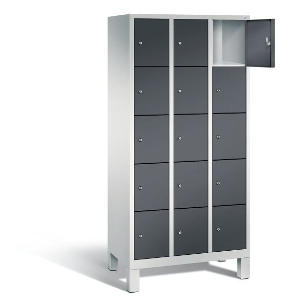 C+P Schließfachschrank Evolo, H1850xB900xT500mm, Farbe: Lichtgrau / Schwarzgrau, 48010-305 S10023