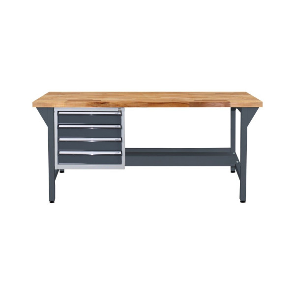 ADB Werkbank mit Schubladenbox-4 Schubladen, H850xL1500xT750mm, RAL 7016, 42686